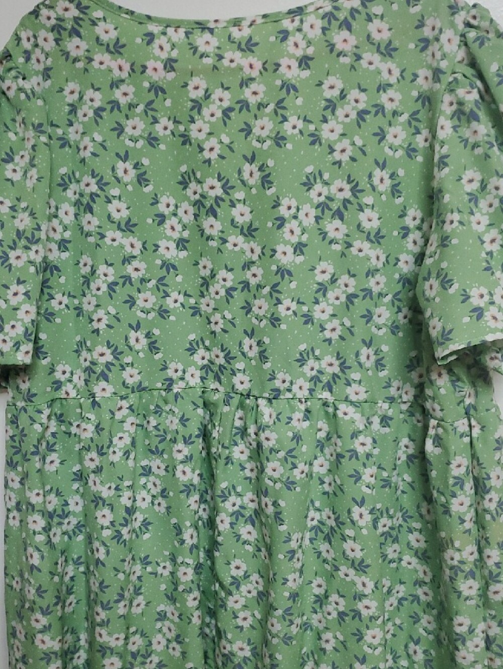 SHEIN Green Floral Ruffle Hem Short Sleeve Dress - Picture 6 of 7